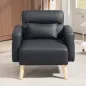 Sillón Tapizado en Cuero Sintético Respaldo con Costuras y Patas de Madera para Salón o Dormitorio 77x78x78 cm Negro