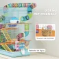 Jaula para Hámster de Múltiples Niveles con Tubos Plataformas Comedero Bebedero Casita Rueda Escaleras 47x30x59 cm Azul Jaula para Hámster de Múltiples Niveles con Tubos Plataformas Comedero Bebedero Casita Rueda Escaleras 47x30x59 cm Azul