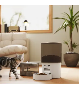 Dispensador de Comida para Gatos y Perros de 3L con Control de App 1-10 Comidas al Día Filtros Luz LED con Cable o Pilas