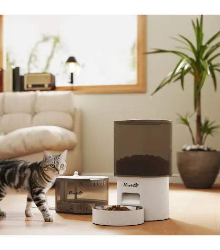 Dispensador de Comida para Gatos y Perros de 3L con Control de App 1-10 Comidas al Día Filtros Luz LED con Cable o Pilas