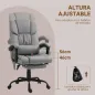 Silla de Oficina con Masaje de 6 Puntos Respaldo Alto Reclinable Altura Ajustable Reposapiés y Mando a Distancia Gris