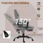 Silla de Oficina con Masaje de 6 Puntos Respaldo Alto Reclinable Altura Ajustable Reposapiés y Mando a Distancia Gris