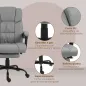 Silla de Oficina con Masaje de 6 Puntos Respaldo Alto Reclinable Altura Ajustable Reposapiés y Mando a Distancia Gris