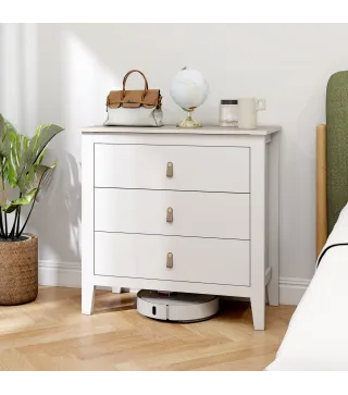 Cómoda para Dormitorio con 3 Cajones Tiradores de PU Cajonera para Salón Pasillo 80x40x78,5 cm Blanco