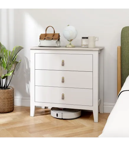 Cómoda para Dormitorio con 3 Cajones Tiradores de PU Cajonera para Salón Pasillo 80x40x78,5 cm Blanco