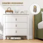 Cómoda para Dormitorio con 3 Cajones Tiradores de PU Cajonera para Salón Pasillo 80x40x78,5 cm Blanco
