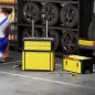 Caja de Herramientas con Ruedas Apilable Carro de Herramientas de Acero con Bandeja Mango Telescópico Amarillo y Negro