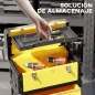 Caja de Herramientas con Ruedas Apilable Carro de Herramientas de Acero con Bandeja Mango Telescópico Amarillo y Negro