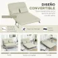 Sofá Cama de 2 Plazas con Respaldo Ajustable en 5 Posiciones Tapizado con Tacto de Ante y Cojines 111x80x78 cm Crema