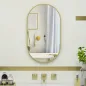 Espejo de Baño Ovalado 40x70 cm Espejo Decorativo de Pared con Marco de Aluminio para Salón Horizontal o Vertical Dorado