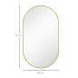 Espejo de Baño Ovalado 40x70 cm Espejo Decorativo de Pared con Marco de Aluminio para Salón Horizontal o Vertical Dorado