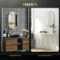 Espejo de Baño Ovalado 40x70 cm Espejo Decorativo de Pared con Marco de Aluminio para Salón Horizontal o Vertical Dorado