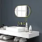 Espejo de Baño Ovalado 40x70 cm Espejo Decorativo de Pared con Marco de Aluminio para Salón Horizontal o Vertical Dorado