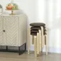Juego de 4 Taburetes Redondos de Madera Apilables con Asiento Acolchado para Cocina Comedor Dormitorio Marrón