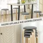 Juego de 4 Taburetes Redondos de Madera Apilables con Asiento Acolchado para Cocina Comedor Dormitorio Gris