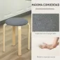 Juego de 4 Taburetes Redondos de Madera Apilables con Asiento Acolchado para Cocina Comedor Dormitorio Gris