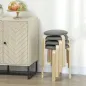 Juego de 4 Taburetes Redondos de Madera Apilables con Asiento Acolchado para Cocina Comedor Dormitorio Gris