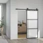 Puerta Corredera de Cristal con Herrajes Mecanismo Cierre Suave para Baño Salón 91,4x203,2 cm Negro