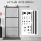 Puerta Corredera de Cristal con Herrajes Mecanismo Cierre Suave para Baño Salón 91,4x203,2 cm Negro