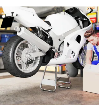 Caballete Tipo Soporte Elevador de Motocross Desmontable de Acero Carga 500 kg con Plataforma de Goma para Reparación