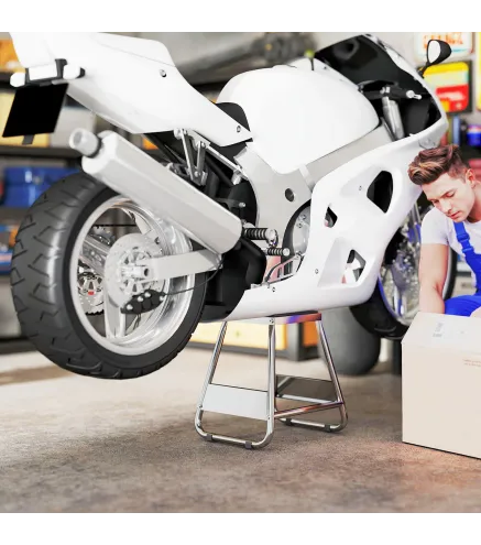 Caballete Tipo Soporte Elevador de Motocross Desmontable de Acero Carga 500 kg con Plataforma de Goma para Reparación