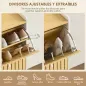 Zapatero Estrecho con 2 Puertas de Bambú con Listones Estantes Ajustables para 12 Pares de Zapatos Blanco y Natural Zapatero Estrecho con 2 Puertas de Bambú con Listones Estantes Ajustables para 12 Pares de Zapatos Blanco y Natural