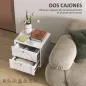 Pack de 2 Mesillas de Noche Dormitorio con 2 Cajones y Patas de Acero Estilo Moderno 40x35x50 cm Blanco