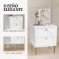 Pack de 2 Mesillas de Noche Dormitorio con 2 Cajones y Patas de Acero Estilo Moderno 40x35x50 cm Blanco