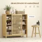 Armario de Baño de Bambú con 2 Puertas Correderas Diseño de Lamas 4 Estantes Mueble Auxiliar de Baño 80x34x80 cm Natural