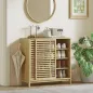 Armario de Baño de Bambú con 2 Puertas Correderas Diseño de Lamas 4 Estantes Mueble Auxiliar de Baño 80x34x80 cm Natural