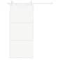 Puerta Corredera de Cristal con Herrajes Mecanismo Cierre Suave para Baño Salón 91,4x203,2 cm Blanco