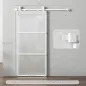 Puerta Corredera de Cristal con Herrajes Mecanismo Cierre Suave para Baño Salón 91,4x203,2 cm Blanco