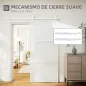 Puerta Corredera de Cristal con Herrajes Mecanismo Cierre Suave para Baño Salón 91,4x203,2 cm Blanco