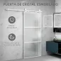 Puerta Corredera de Cristal con Herrajes Mecanismo Cierre Suave para Baño Salón 91,4x203,2 cm Blanco