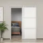 Puerta Corredera de Cristal con Herrajes Mecanismo Cierre Suave para Baño Salón 91,4x203,2 cm Blanco