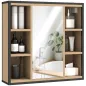 Armario de Baño con Espejo Estante Ajustable y 6 Compartimentos Abiertos 60x16x58,5 cm Roble