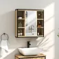 Armario de Baño con Espejo Estante Ajustable y 6 Compartimentos Abiertos 60x16x58,5 cm Roble