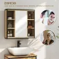 Armario de Baño con Espejo Estante Ajustable y 6 Compartimentos Abiertos 60x16x58,5 cm Roble