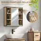 Armario de Baño con Espejo Estante Ajustable y 6 Compartimentos Abiertos 60x16x58,5 cm Roble
