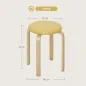 Juego de 4 Taburetes Redondos de Madera Apilables con Asiento Acolchado para Cocina Comedor Dormitorio Amarillo