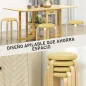 Juego de 4 Taburetes Redondos de Madera Apilables con Asiento Acolchado para Cocina Comedor Dormitorio Amarillo