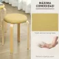 Juego de 4 Taburetes Redondos de Madera Apilables con Asiento Acolchado para Cocina Comedor Dormitorio Amarillo