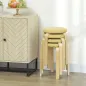 Juego de 4 Taburetes Redondos de Madera Apilables con Asiento Acolchado para Cocina Comedor Dormitorio Amarillo