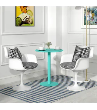 Mesa de Comedor Redonda para 2 Personas Mesa de Cocina de Acero para Interior y Exterior Ø60x72 cm Verde