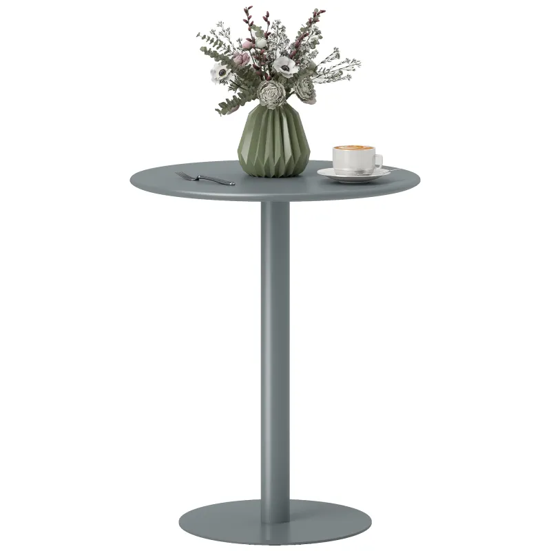 Mesa de Comedor Redonda para 2 Personas Mesa de Cocina de Acero para Interior y Exterior Ø60x72 cm Gris