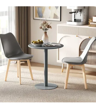 Mesa de Comedor Redonda para 2 Personas Mesa de Cocina de Acero para Interior y Exterior Ø60x72 cm Gris