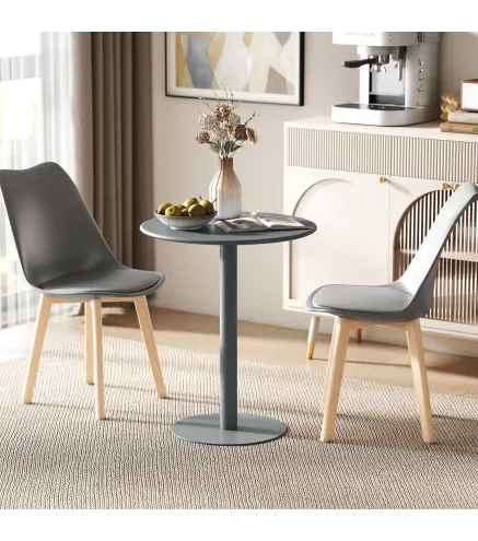 Mesa de Comedor Redonda para 2 Personas Mesa de Cocina de Acero para Interior y Exterior Ø60x72 cm Gris