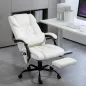 Silla de Oficina con Masaje de 6 Puntos Respaldo Alto Reclinable Altura Ajustable Reposapiés y Mando a Distancia Blanco