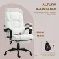 Silla de Oficina con Masaje de 6 Puntos Respaldo Alto Reclinable Altura Ajustable Reposapiés y Mando a Distancia Blanco