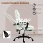 Silla de Oficina con Masaje de 6 Puntos Respaldo Alto Reclinable Altura Ajustable Reposapiés y Mando a Distancia Blanco